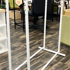 Y【中古品】ニトリ NITORI ハンガーラック 押入れ収納ポール 高さ調節可能 ホワイト 2列 衣類収納 収納家具の画像