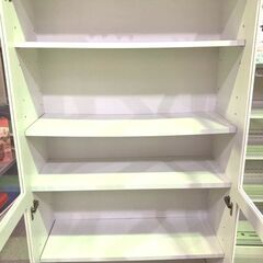 長谷川産業◆SWALLOW80 書棚 ホワイト 白 収納 扉付き 引き出し収納の画像