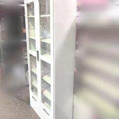 長谷川産業◆SWALLOW80 書棚 ホワイト 白 収納 扉付き 引き出し収納の画像