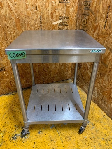 C(7634) タニコー キャスター付き 作業台 ステンレス W600D600H850 厨房用 飲食店 店舗用 中古 直接引き取り歓迎 大阪
