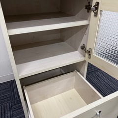 スリム コンパクト 食器棚 レンジ台 レンジラック 幅 45 H120 ミニ キッチン 収納 隙間収納 棚 収納棚 キッチンボード ロータイプの画像