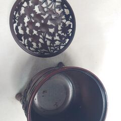 【✨美品✨】香炉 松竹梅 銅製 三つ足 精山作 茶道具 高岡銅器 花透かし 金属工芸品の画像