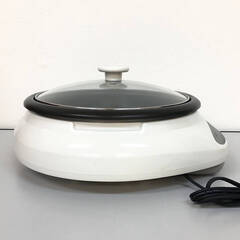 ss7818　ツインバード 電気グリル鍋 EP-4161 24cm 2.2L ホワイト ガラス蓋付き 電気鍋 230℃ 取扱説明書付 元箱付 1台5役 フッ素加工 電気調理器具 グリルなべ 中古の画像