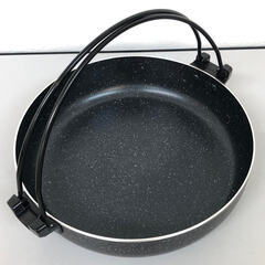 ss7819　カセットコンロ＆すきやき鍋セット カセット・サン SN35-HP 3.5kW IH対応 マーブル すきやき鍋 26cm 黒 FDR-238 卓上 ガスコンロ 鍋パーティ カセットコンロ 中古の画像