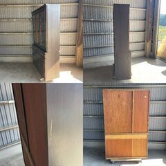 K33 食器棚 3面扉 面取りガラス キッチンボード キッチン 収納 カップボード 上下セパレート 木製 引出  整理 インテリア 家具  の画像