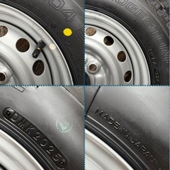㉟軽トラ・箱バン用　新品ゴツゴツタイヤ4本と中古テッチンホイールとナット付きの画像