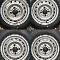 ㉟軽トラ・箱バン用　新品ゴツゴツタイヤ4本と中古テッチンホイールとナット付きの画像