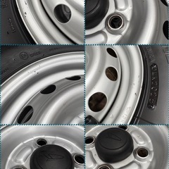 ㉟軽トラ・箱バン用　新品ゴツゴツタイヤ4本と中古テッチンホイールとナット付きの画像