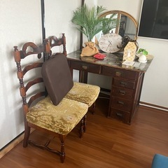 昭和初期　テーブル　
木製　学習机　デスク　アンティークレトロヴィンテージ片袖机の画像
