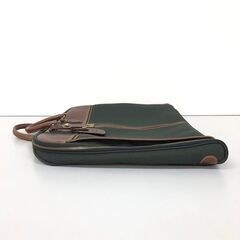 ss7824　サムソナイト ガーメントバッグ グリーン 鍵付き Samsonite ガーメントケース キャンバス×レザー 深緑 出張 スーツ入れ カバン 鞄 メンズ ガーメントバッグ 中古の画像