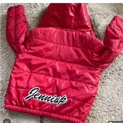 130【JENNI】 フード付き　ダウンコート　赤　ダウン　ジェニィの画像