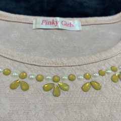 【ピンキーガールズ 】ビジュー付きシフォンスリーブトップスの画像