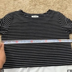 授乳服【ミルクティー】トップス　重ね着風　ボーダー　黒　秋冬の画像