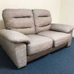 2人掛けソファー NポケットA2 2PFM-MO 布生地グレー ハイバック背面取り外し可能 ラブソファひじ掛け付き・NITORI 2Pソファーの画像