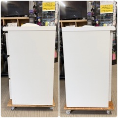 【超美 品‼️】定価34,990円♪ 現行モデル ニトリ 80cm幅キャビネット(ポスティアWH) サイドボード リビング収納家具 艶あり木目調ホワイト♪の画像