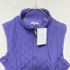 【新品】 レディース キルティング ベスト カジュアル 軽量 パッカブル Sサイズ パープル 紫 Bienzoe ノースリーブジャケットの画像
