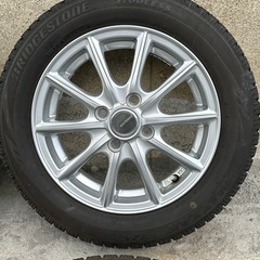 【商談中】【軽自動車用 155/65R14 BRIDGESTONE BLIZZAK VRXスタッドレスタイヤ付き 社外品14インチアルミホイール 美品 14X1/2J INSET 45 4本セット 】＊製造年古いですが信頼のBRIDGESTONEのセット物です。 の画像