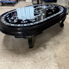 螺鈿細工 座卓 鳥 座卓 夜光貝 伝統 ちゃぶ台 ローテーブル センターテーブル 机 漆喰 彫刻　ガラス天板付きの画像