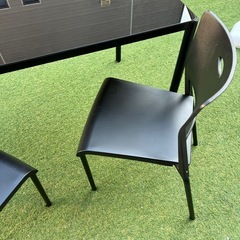 ダイニングテーブルセット　イス2脚 幅110cm 奥75cm 高さ74cm ガラステーブル の画像