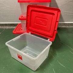 値下げ　蓋付き収納ケース　衣装ケース　クリアケース　プラケース　小4個、大1個　まとめの画像
