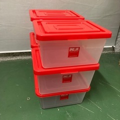 値下げ　蓋付き収納ケース　衣装ケース　クリアケース　プラケース　小4個、大1個　まとめの画像