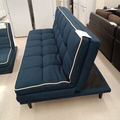リユースのサカイ栃木店★ジモティ割あり★  リクライニングソファーベッド ブルー W176×D110×H40～80 クリーニング済み TC11395の画像
