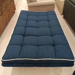 リユースのサカイ栃木店★ジモティ割あり★  リクライニングソファーベッド ブルー W176×D110×H40～80 クリーニング済み TC11395の画像