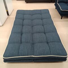 リユースのサカイ栃木店★ジモティ割あり★  リクライニングソファーベッド ブルー W175×D108×H22.5～62 クリーニング済み TC11397の画像