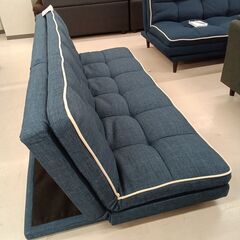 リユースのサカイ栃木店★ジモティ割あり★  リクライニングソファーベッド ブルー W175×D108×H22.5～62 クリーニング済み TC11397の画像