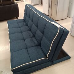 リユースのサカイ栃木店★ジモティ割あり★  リクライニングソファーベッド ブルー W175×D108×H22.5～62 クリーニング済み TC11397の画像