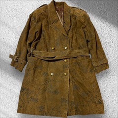 Maison de Liliana 総柄 ストライプムートンコート ベルト付 9AB号 Mサイズ ラムレザー 羊革 レザーコートの画像