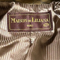 Maison de Liliana 総柄 ストライプムートンコート ベルト付 9AB号 Mサイズ ラムレザー 羊革 レザーコートの画像