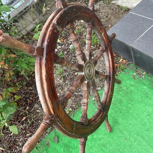 アンティーク風 船の舵輪 オブジェ / ウッドホイール
