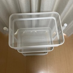 キッチンワゴン　トローリーワゴン　ホワイト　白　高さ調整可能の画像