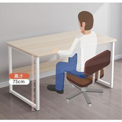 【未開封】N&S デスク 幅100cm ナチュラル 木製 パソコンデスク 学習机 北欧風 下棚付き スリム おしゃれ SZ05 (幅100×奥行45cm) E0EX0119の画像