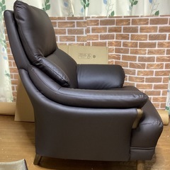 ニトリ  ソファ Nシールド コウテイ3 ブラウン 合皮レザー の画像