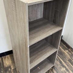 【中古品】３段 木製 カラーボックス 木目調 収納ボックス 収納家具 アンティーク調 グレーブラウン系　の画像