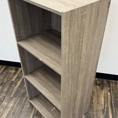 【中古品】３段 木製 カラーボックス 木目調 収納ボックス 収納家具 アンティーク調 グレーブラウン系　の画像