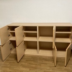 [お譲り先決定]扉付きキャビネット　収納棚　ナチュラル木目の画像