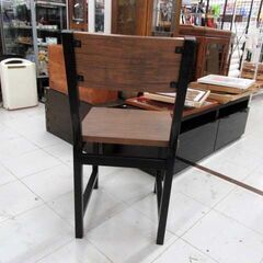 複数在庫 アイアンフレーム ダイニングチェア 木目調 ブラウン×ブラック 椅子 カフェ風 インダストリアル 家具 苫小牧西店の画像