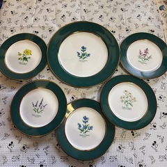 【新潟中央区】YAMATO製ハーブ
柄プレート6枚セット！緑×金縁の高級感で食卓がおしゃれに♪ の画像