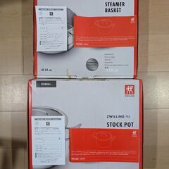 ZWILLING Pro 両手鍋 24cm（6L）＋専用ガラス蓋＋スチーマー 3点セット 付属品完備の画像