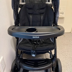 ベビーカー 二人でゴーDX（デニム）レインカバー付の画像