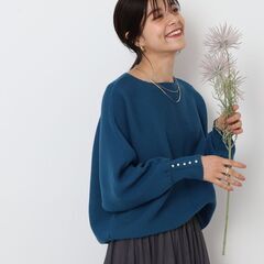 【新品 タグ付 / DRESKIP】洗える リブドルマン お袖パールニットの画像