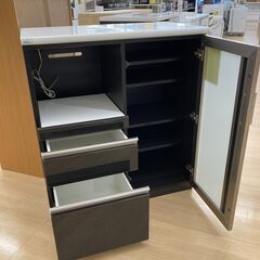 A-420【リユースのサカイ野々市店】ジモティ来店特価‼ ハーフ食器棚 ニトリ ポスティア90 ブラック クリーニング済みの画像