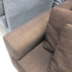 ３人掛けソファ カウチソファ オットマン付き クッション2個付き ファブリック ブラウン系 布製☆ 札幌市 北区 屯田 の画像