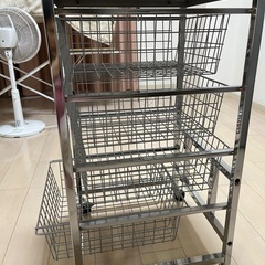 ワイヤーチェスト 約80x33x45 キャスター付き ストッパー2箇所の画像