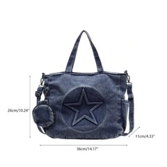 なデニムトートバッグ星柄＆コインパース付きの画像