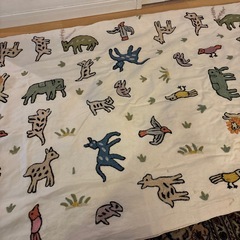 マルチカバー　綿100%  動物柄　刺繍の画像