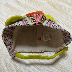 耳付き　ベビー　帽子　被り物　グリーンカラーの画像